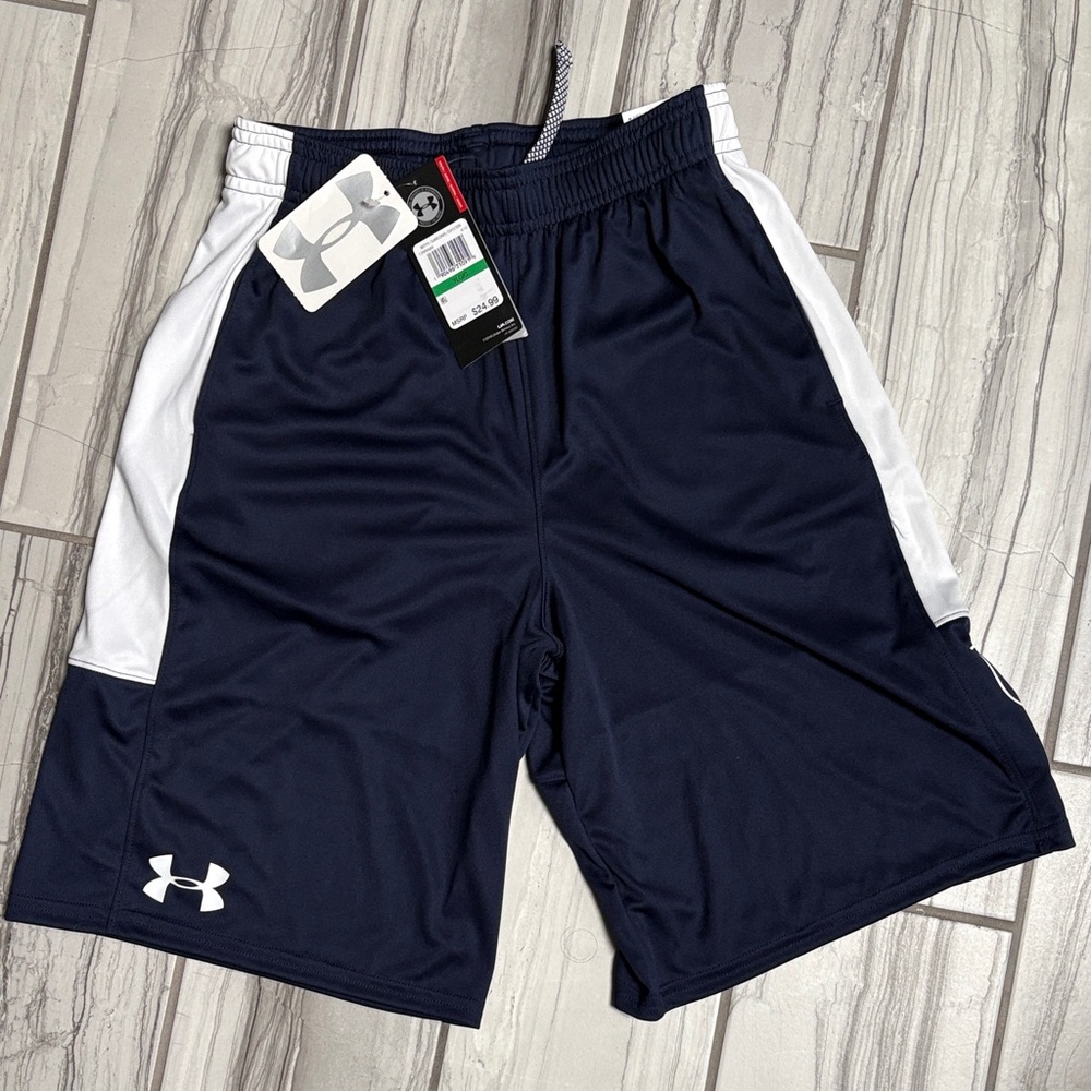 Under Armour Youth Dark Blue and White Sports Shorts